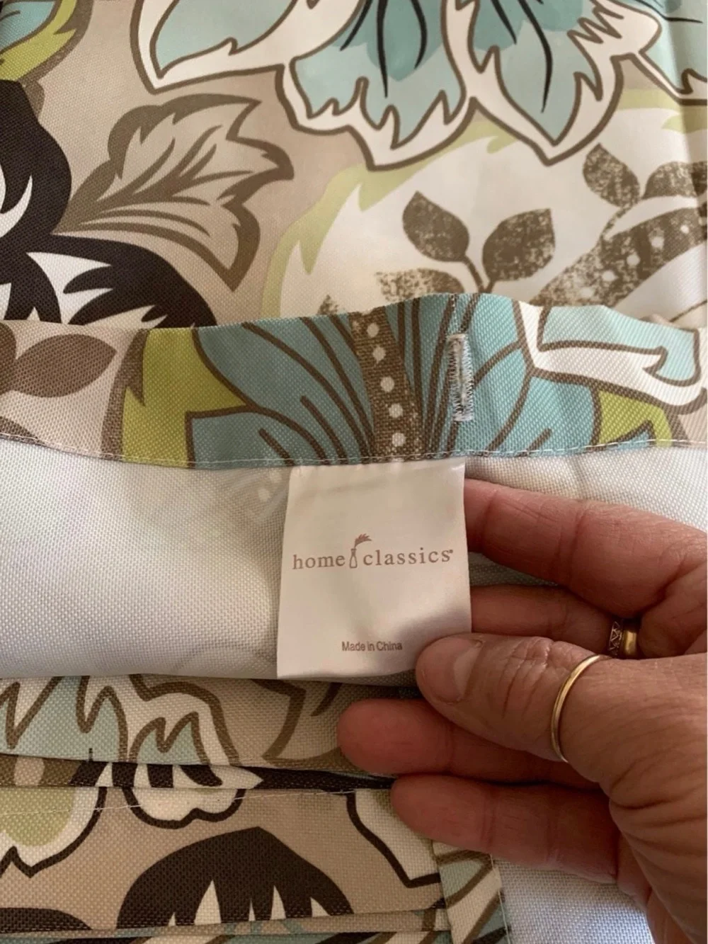 Home Classics Floral Window Curtain Panel in Teal, Green & Beige